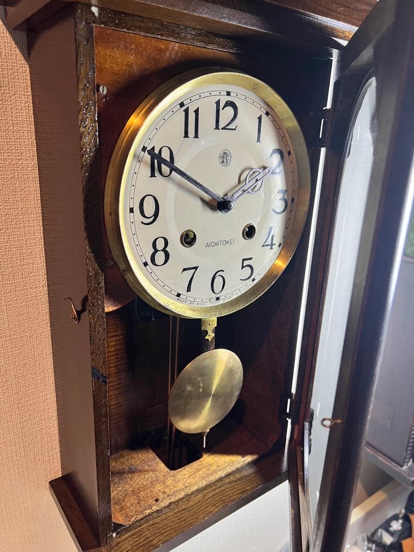 愛知AICHI時計振り子時計ゼンマイ掛け時計柱時計ボンボン時計古時計
