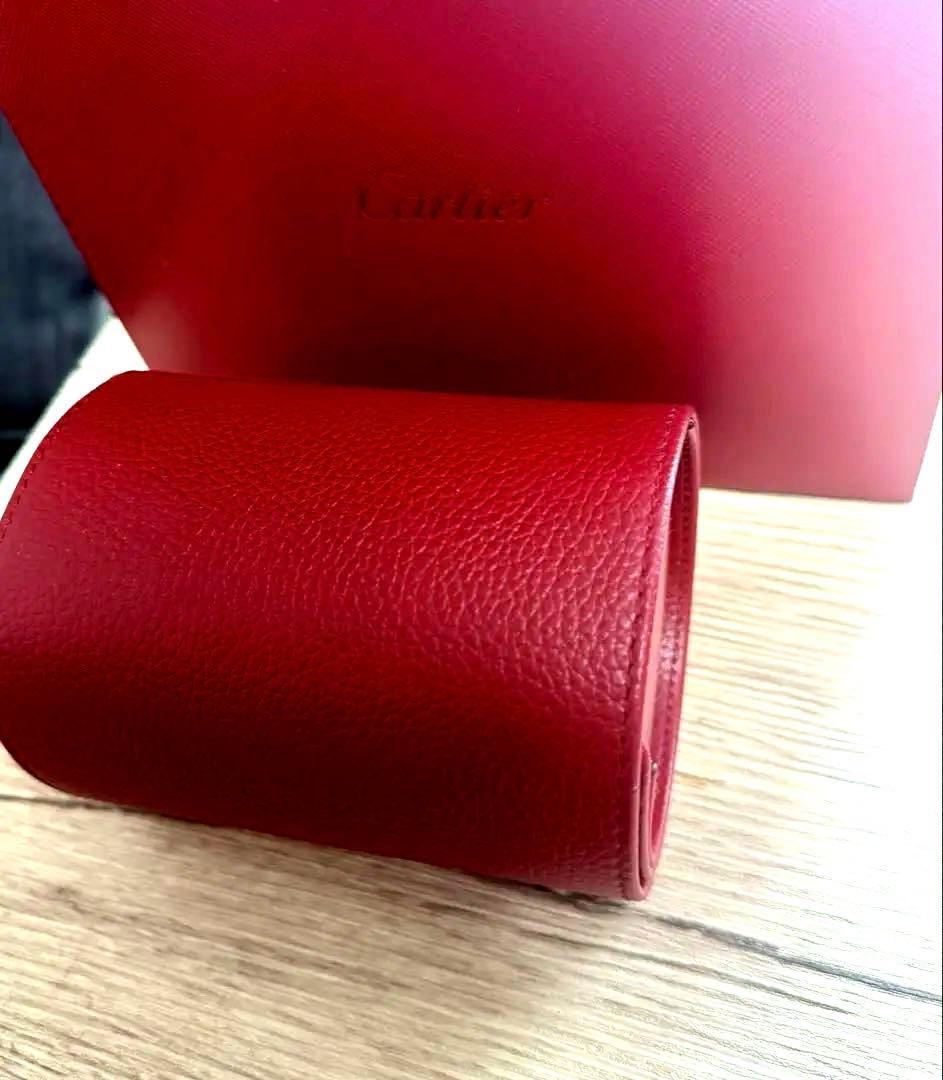 Cartier 赤 レザー 円筒型ケース Cartier カルティエ 筒形 ペンケース ミニ ポーチ レザー L3000687