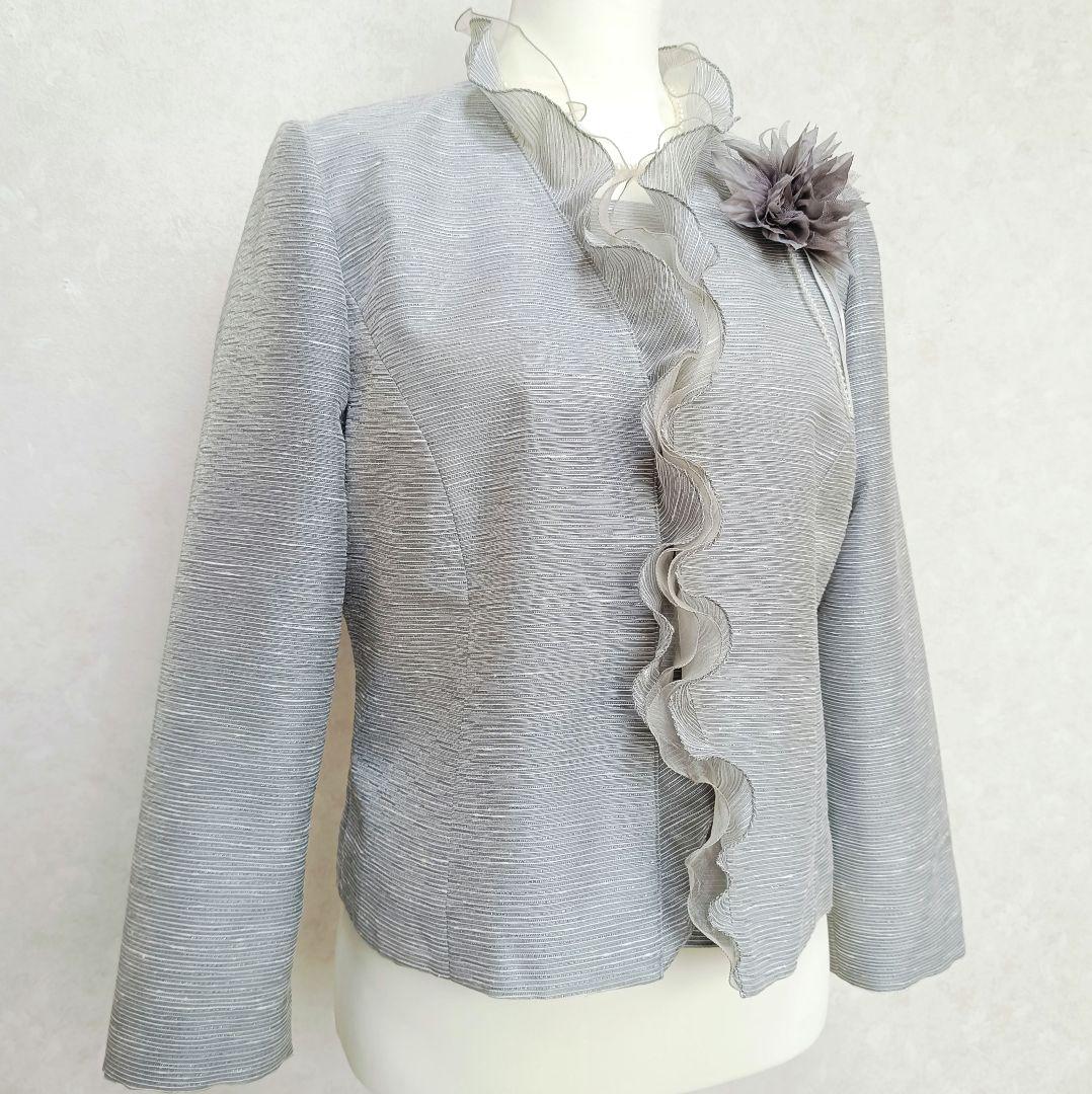 東京ソワール アプロベリー 米沢織 シルク使用 フォーマルジャケット L〜LL 米沢織のフォーマルジャケット 9号・シロクロ｜東京ソワール