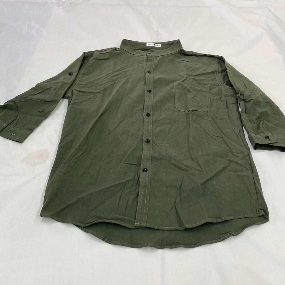 メンズオリーブグリーン ボタンアップシャツ - メルカリ