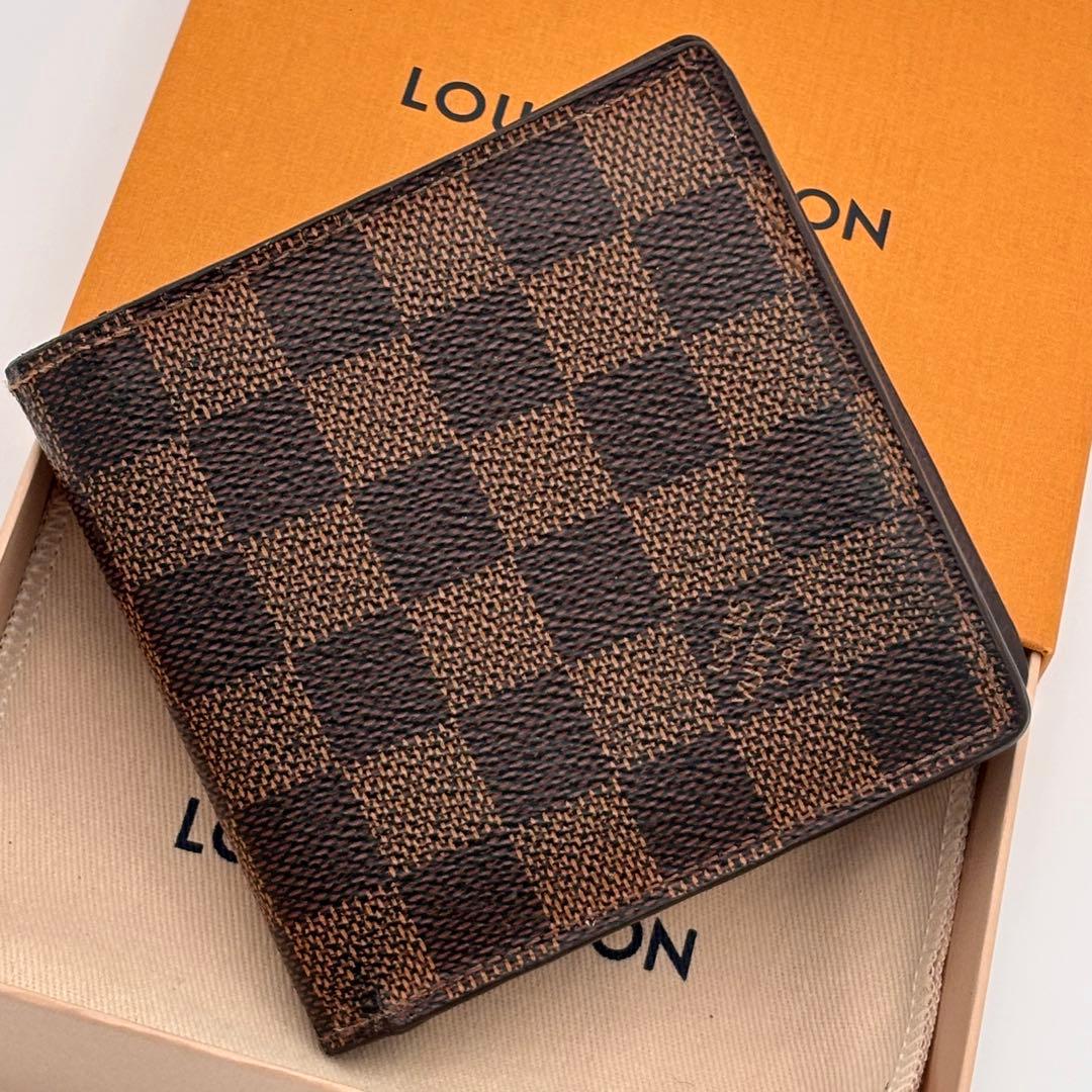 ルイヴィトン ダミエ マルコ 二つ折り財布 コンパクト 定番人気　正規品 ルイヴィトン ダミエ マルコ 二つ折り財布 財布 ブラウン クレディ