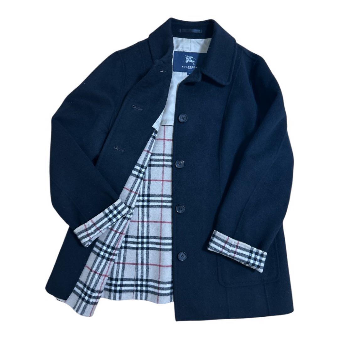 【美品】BURBERRYバーバリー黒ウールコート、カシミヤ混ノバチェックメンズM 00053679-01.jpg