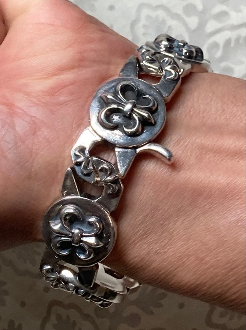 [19] Silver925 / 124.5g 90s 百合 ヴィンテージブレス