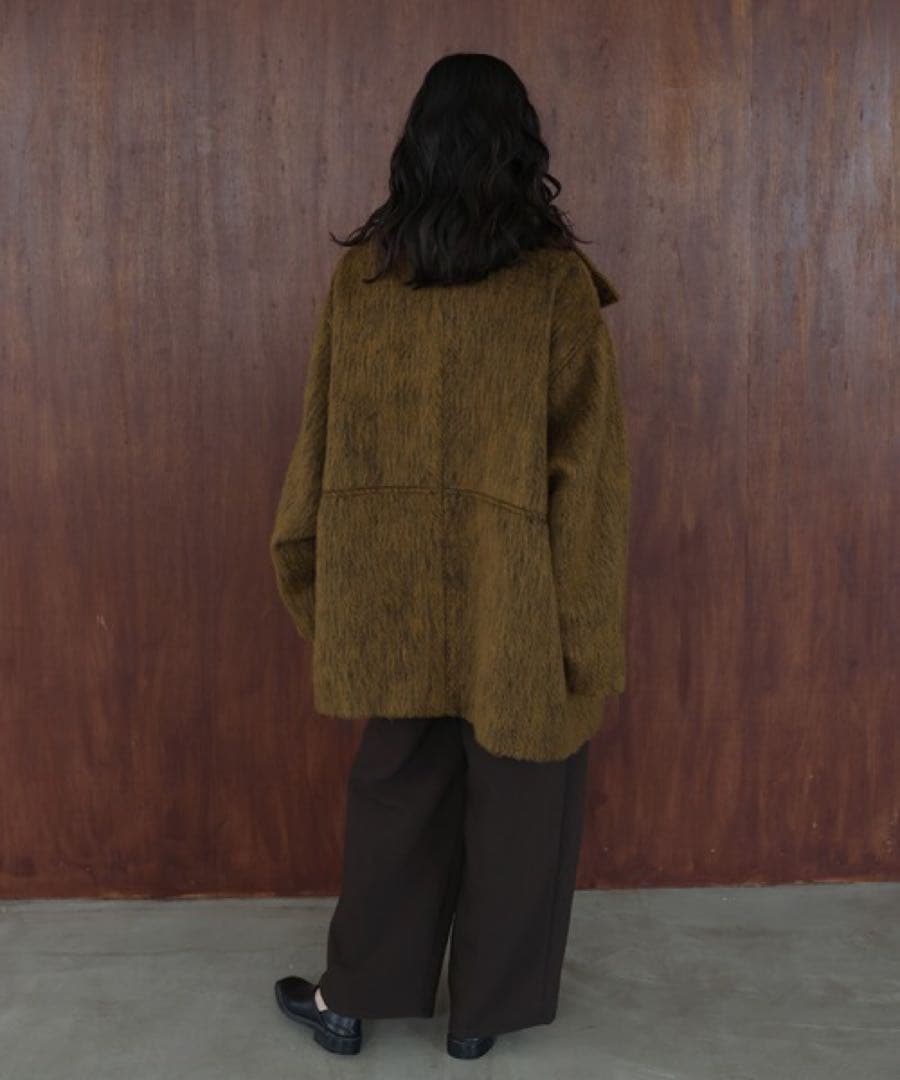 カラーコート❣️シャギースタンドカラーコート アウター マスタード