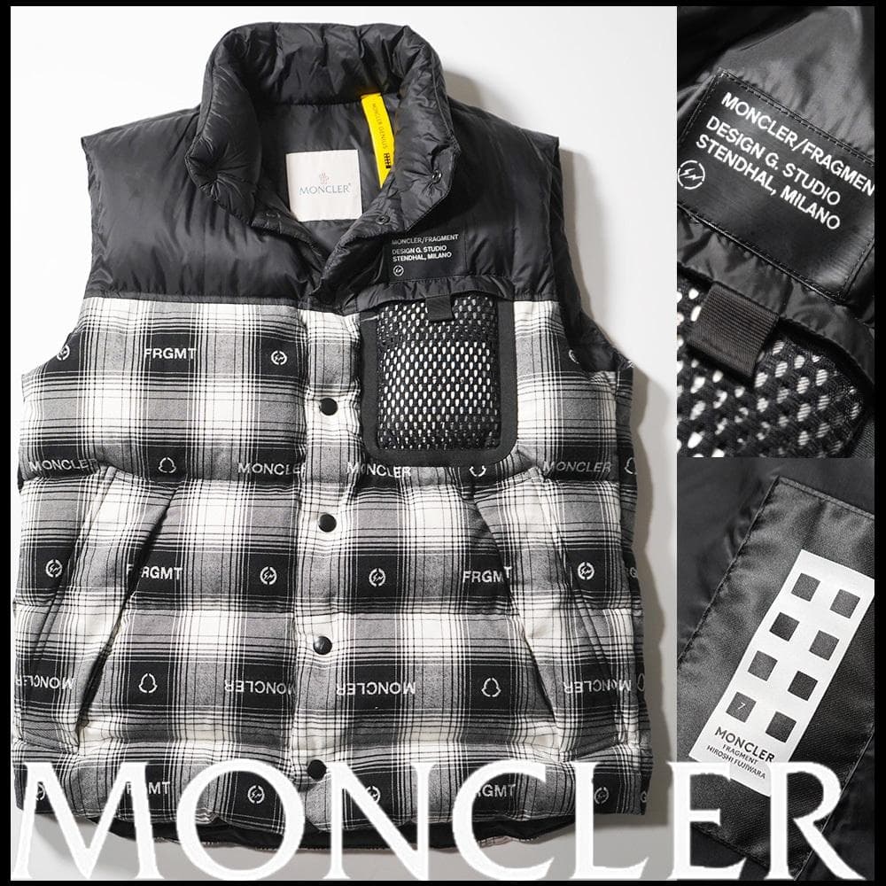 美品 MONCLER モンクレール フラグメント FRGMTチェックダウンベスト