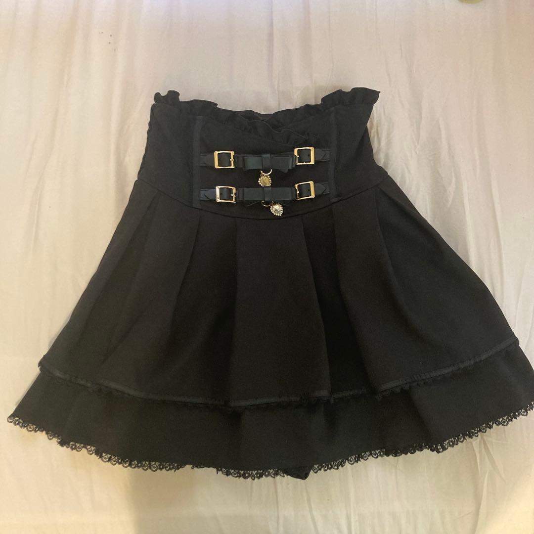 LIZLISA 2連リボンベルトスカパン ブラック 黒 - メルカリ