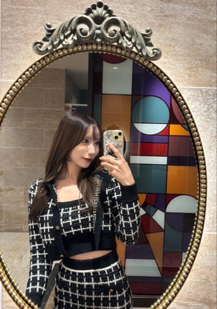 Kerry ツイードチェックニットセットアップ｜ツイードチェックニット