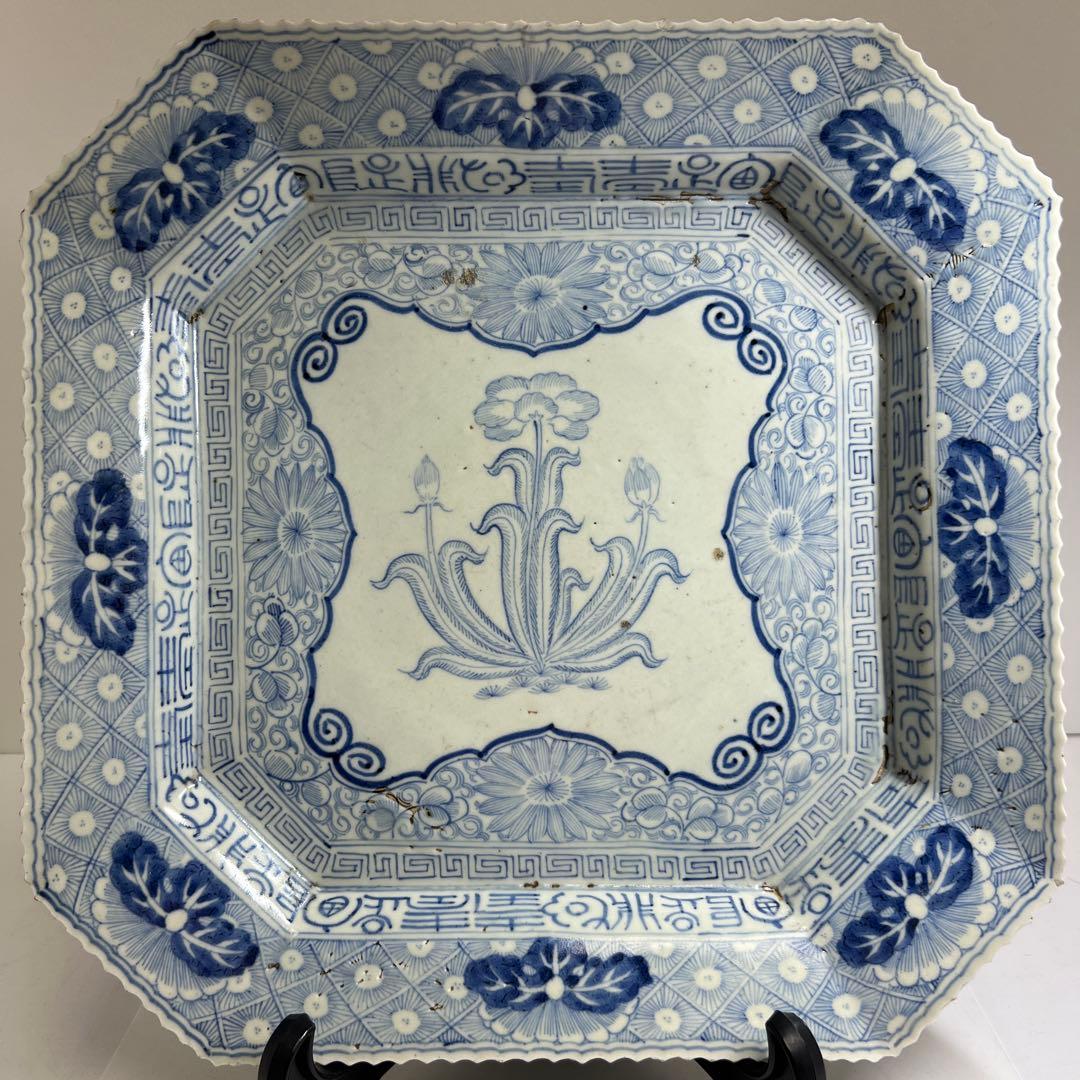 古伊万里 染付角大皿 幅約35㎝ 東Y8-0224② - メルカリ