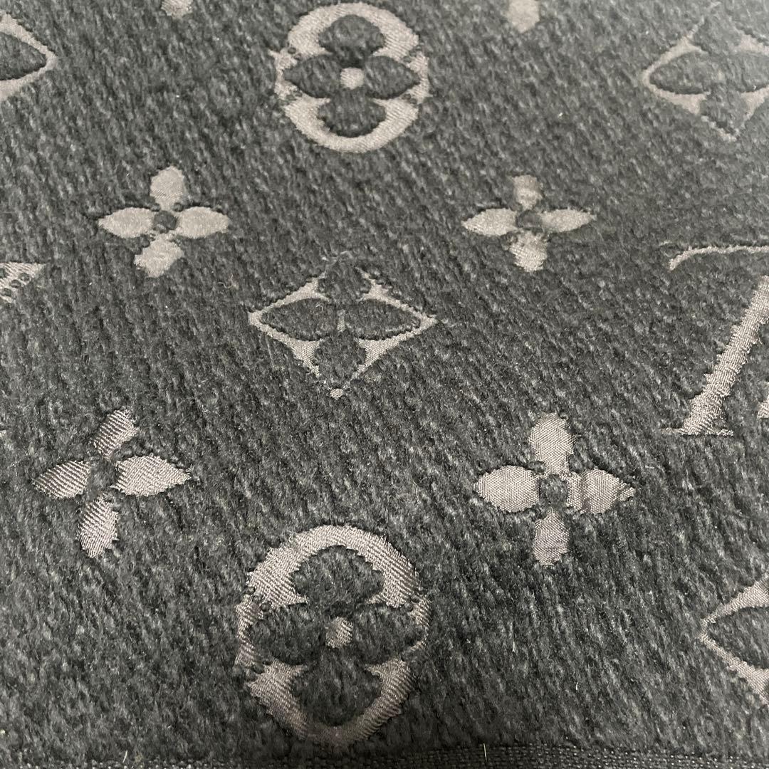 ブラックルイヴィトン エシャルプ ロゴマニア マフラー シルク ウール