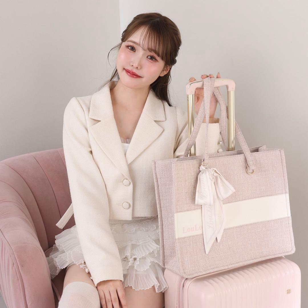 LouLoumei】リボンチャームツイードトートバッグ NICE CLAUP - メルカリ