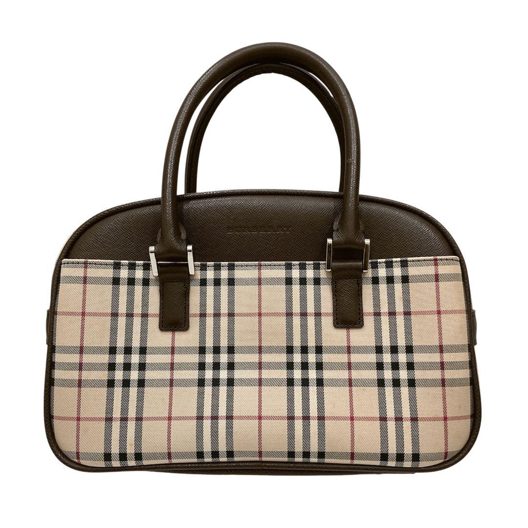 BURBERRY ノバチェック キャンバス レザー ミニ ボストンバッグ - メルカリ