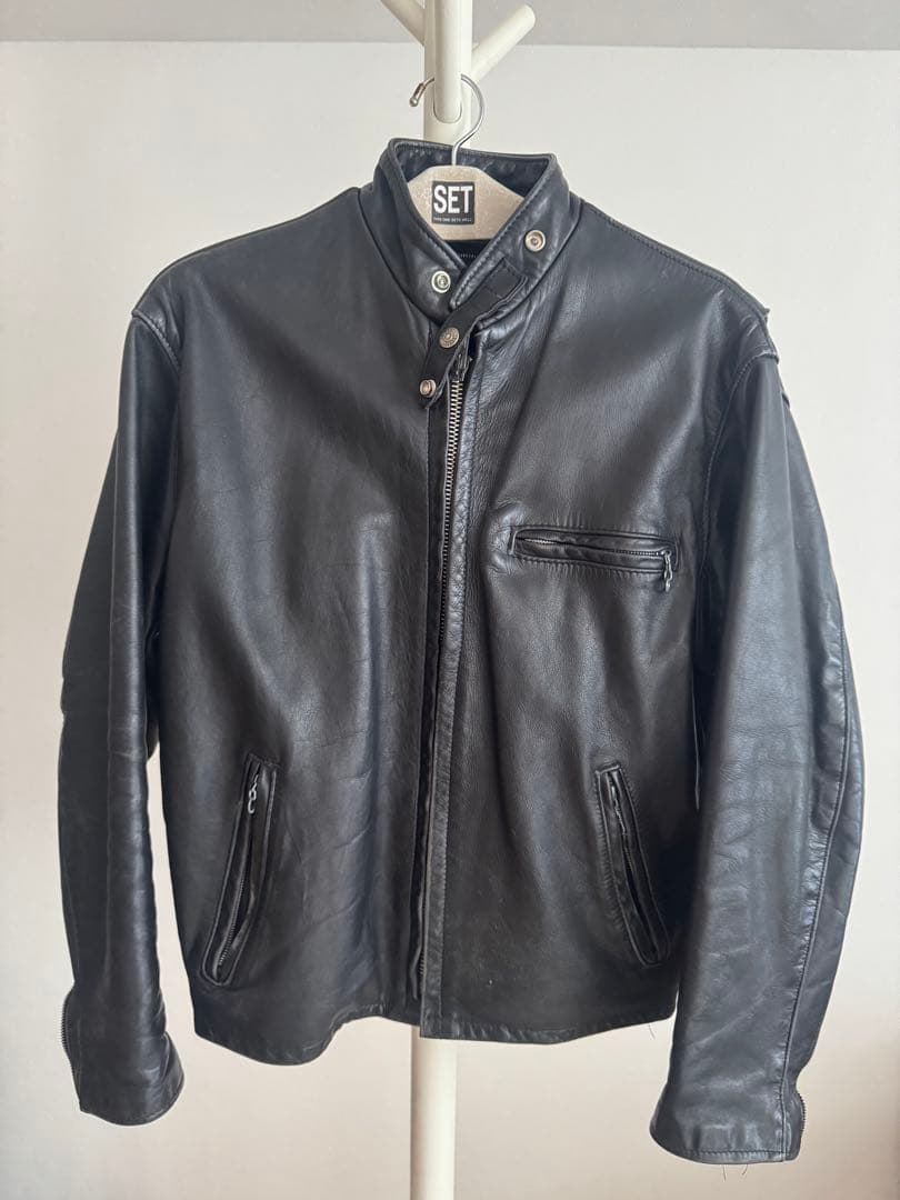 schott レザーシングルライダース 141型 40 【クリーニング済】 中古・古着通販】Schott (ショット) 141 ボアライナー付 レザー