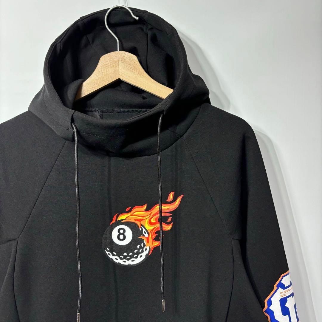 新品 ラッセルノ マスク フーディー マルチロゴ ブラック ゴルフ L