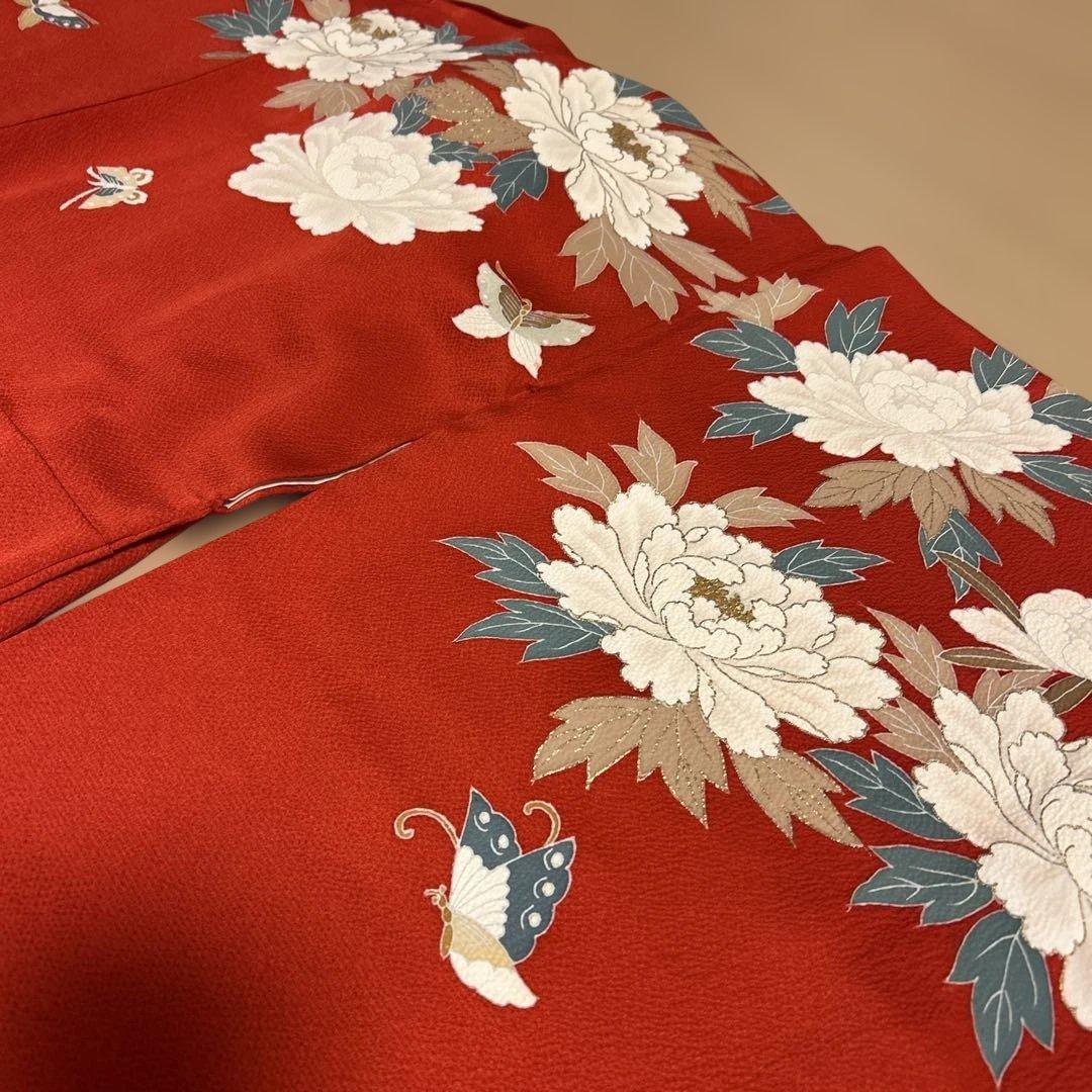 振袖 赤 正絹 美品 しつけ付