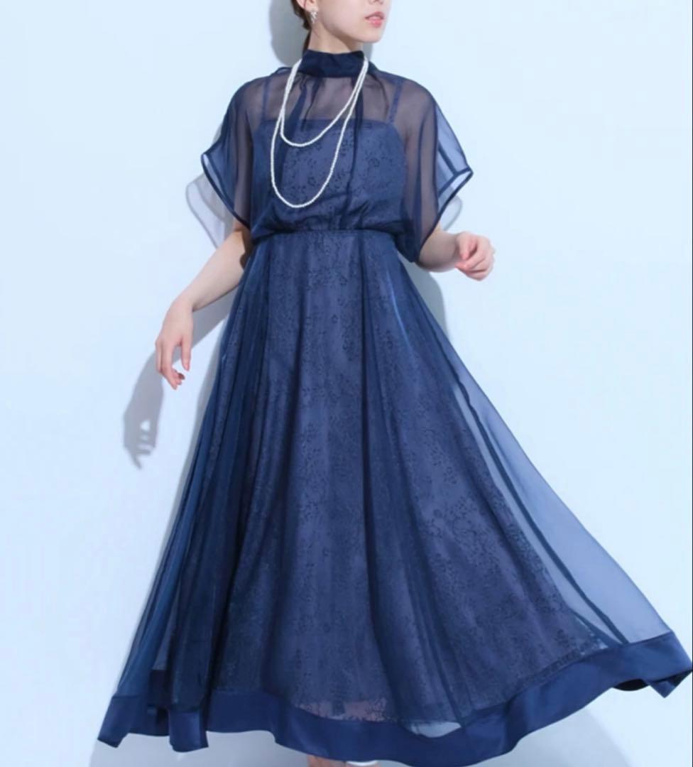 Mystrada マイストラーダ　エアリーフレアドレス マイストラーダ Mystrada エアリーフレアドレス （紺） - ファッション