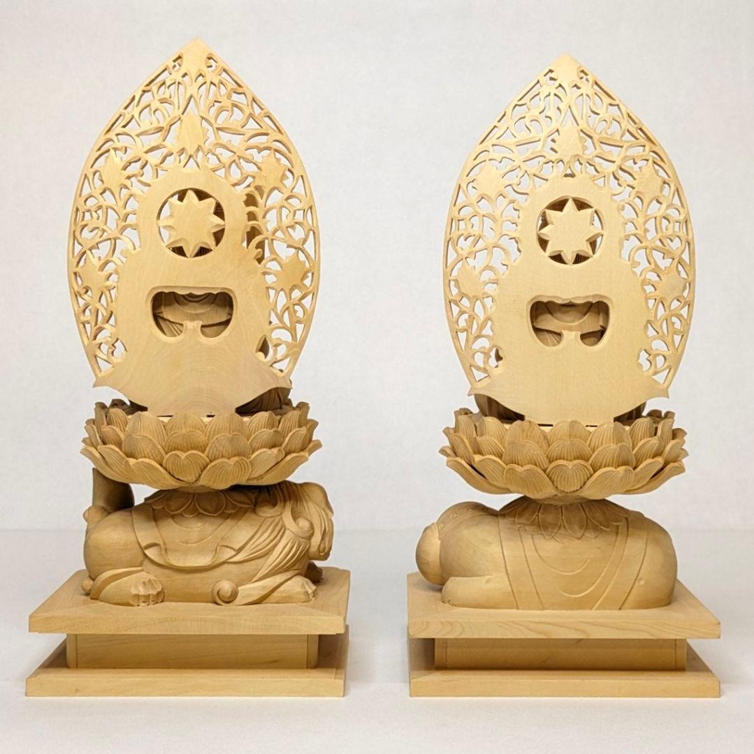 セール・新品】 普賢菩薩 文殊菩薩 柘植 総高さ約21.5㎝ 仏像 - メルカリ
