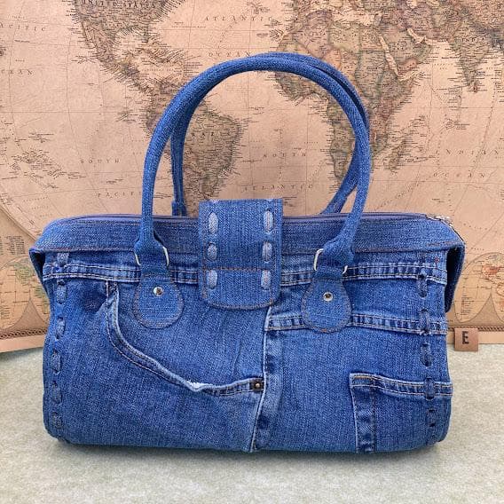 デニムリメイクバッグ ハンドバッグ ボストンバッグ ドラムバッグ ⑤