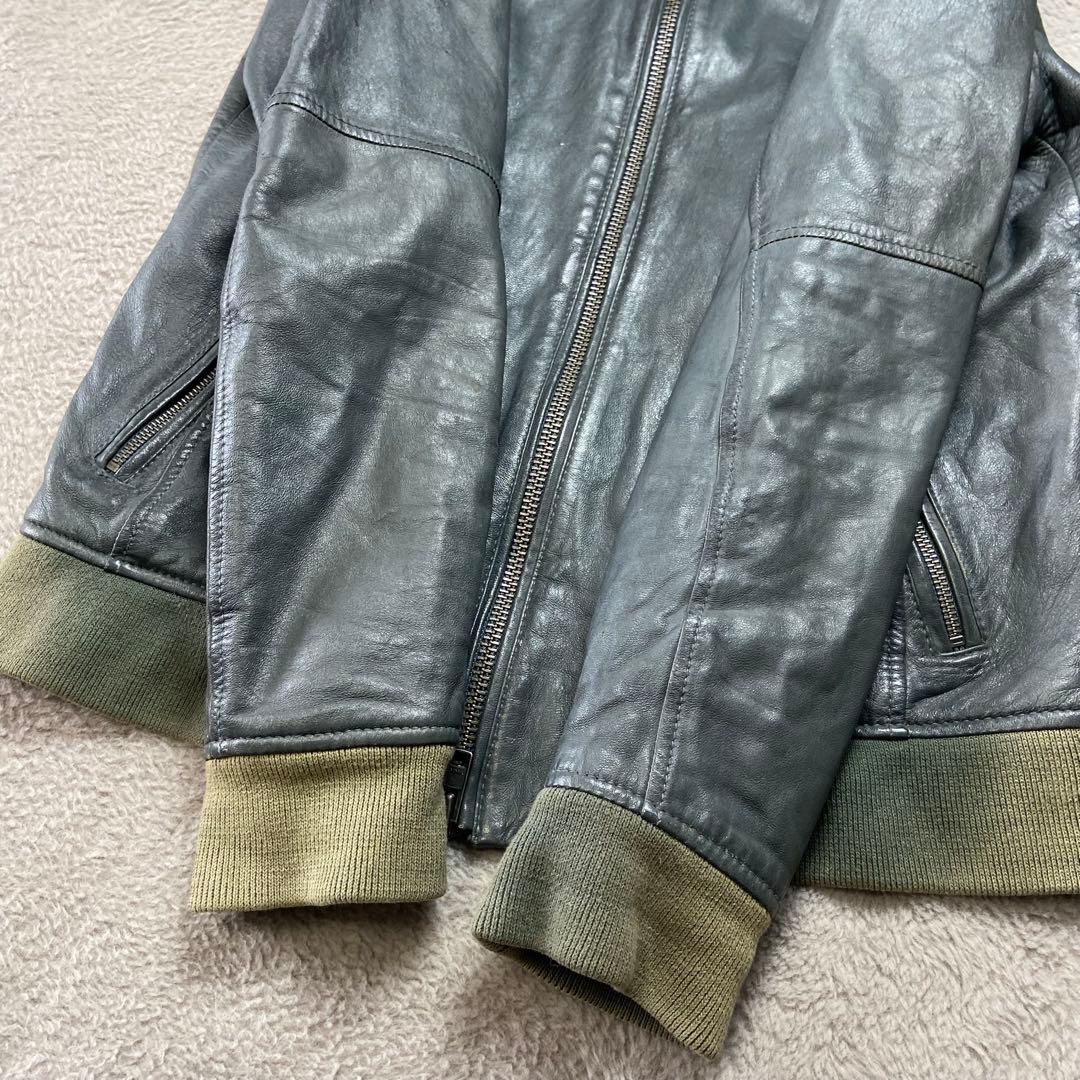 Haruf ハルフ 極上羊革 ラムレザージャケット 深緑 Lサイズ パキスタン