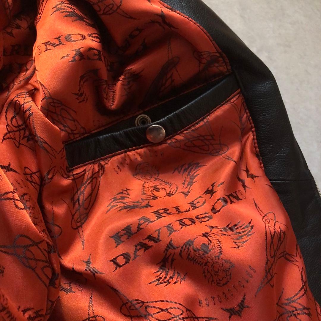 90s~00sハーレーダビッドソンイーグルロゴ牛革シングルライダース