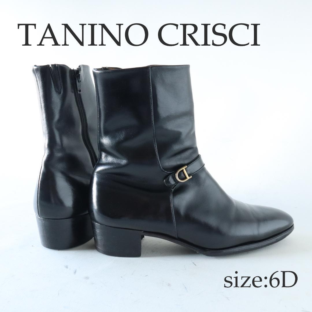 美品タニノクリスチー サイドジップショートブーツ黒 6サイズ 24.5
