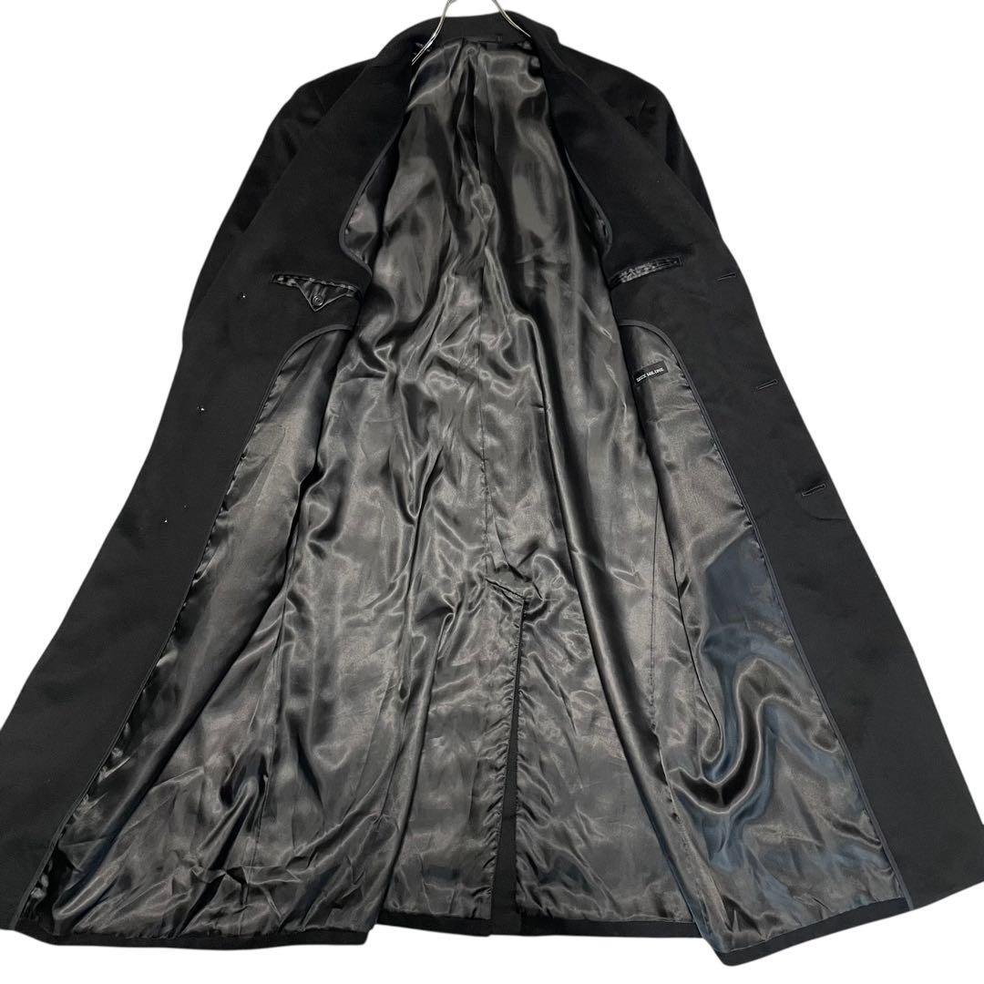 カシミヤ100%×大きいサイズ】極美品 マキシ丈比翼チェスターコート 黒