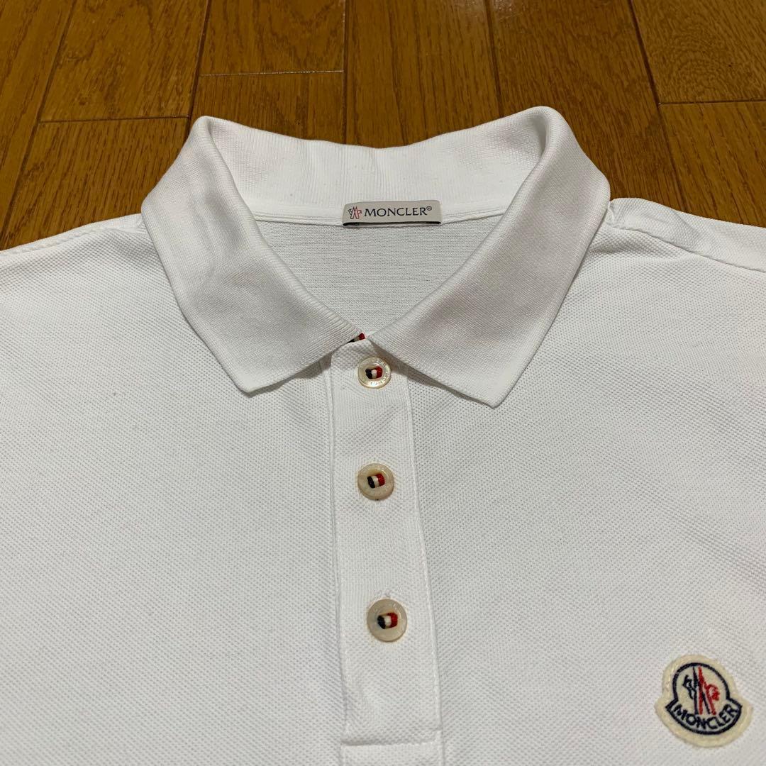 美品 モンクレール シンプル トリコボタン ポロシャツ S 白 ホワイト