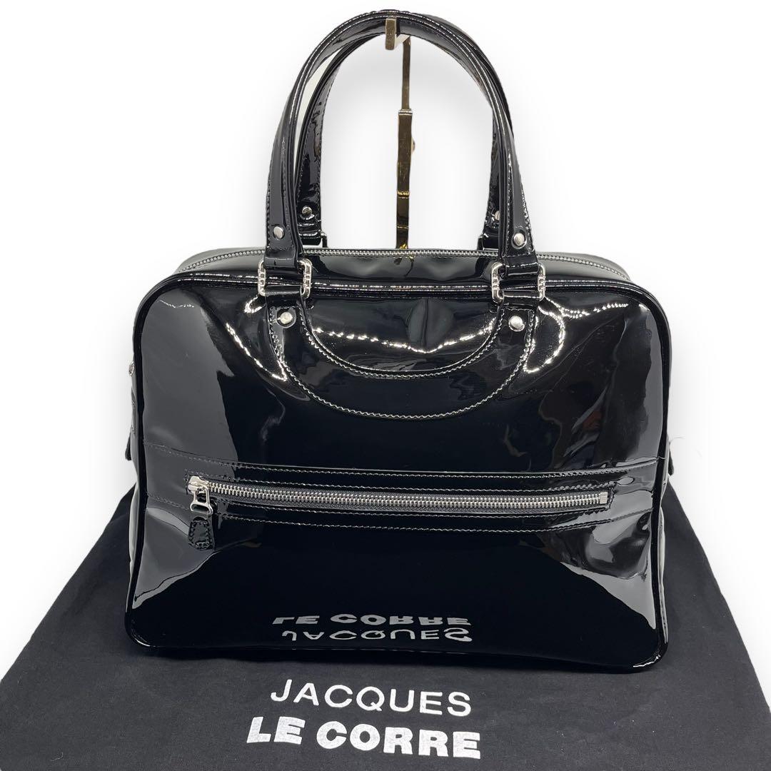 極美品□ジャックルコー 2023SS リスボン ボストンバッグ エナメル 黒
