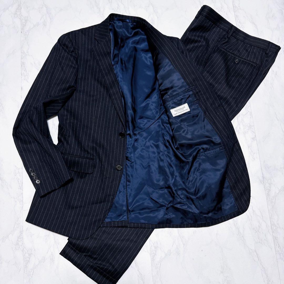 トゥモローランド ブルーワーク NIKKE スーツ ネイビー 紺 46 美品✨tomorrowland ネイビー ストライプ スーツ NIKKE - メルカリ