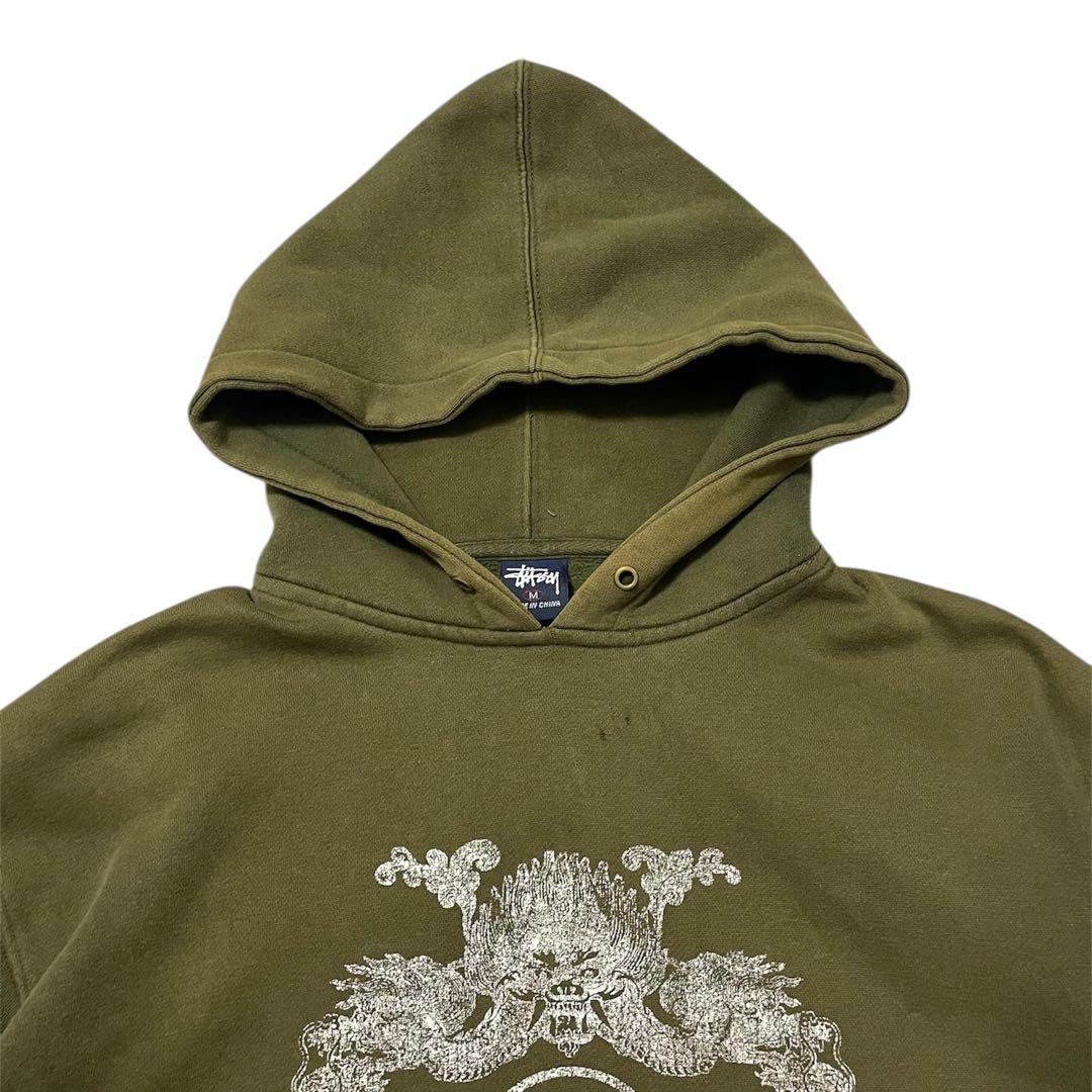 90s old stussy \"Dragon\" hoodie 鬼フェード ボロ