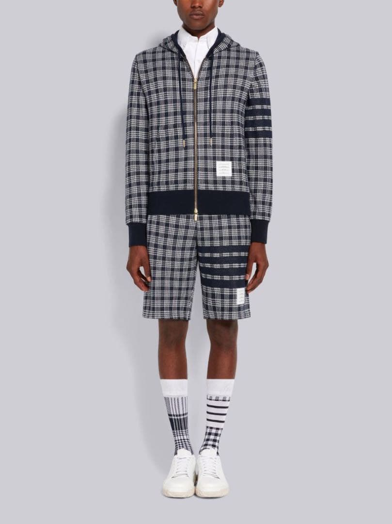 美品】トムブラウン 4bar マイクロチェック ジャガード パーカー