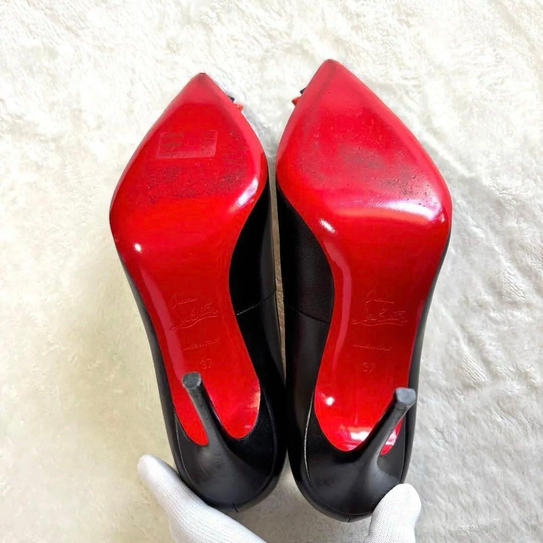 極美品 ルブタン パンプス 37 スタッズ ヒール 黒 レッドソール 購入