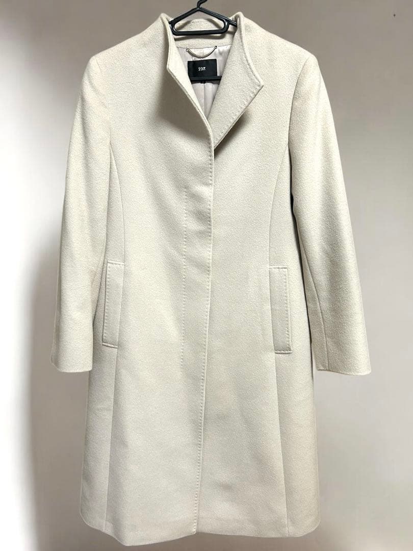 美品 23区 ウールアンゴラ スタンドカラーコート　ライトベージュ 36 新品同様】23区ウールアンゴラビーバー スタンドカラー コート - メルカリ