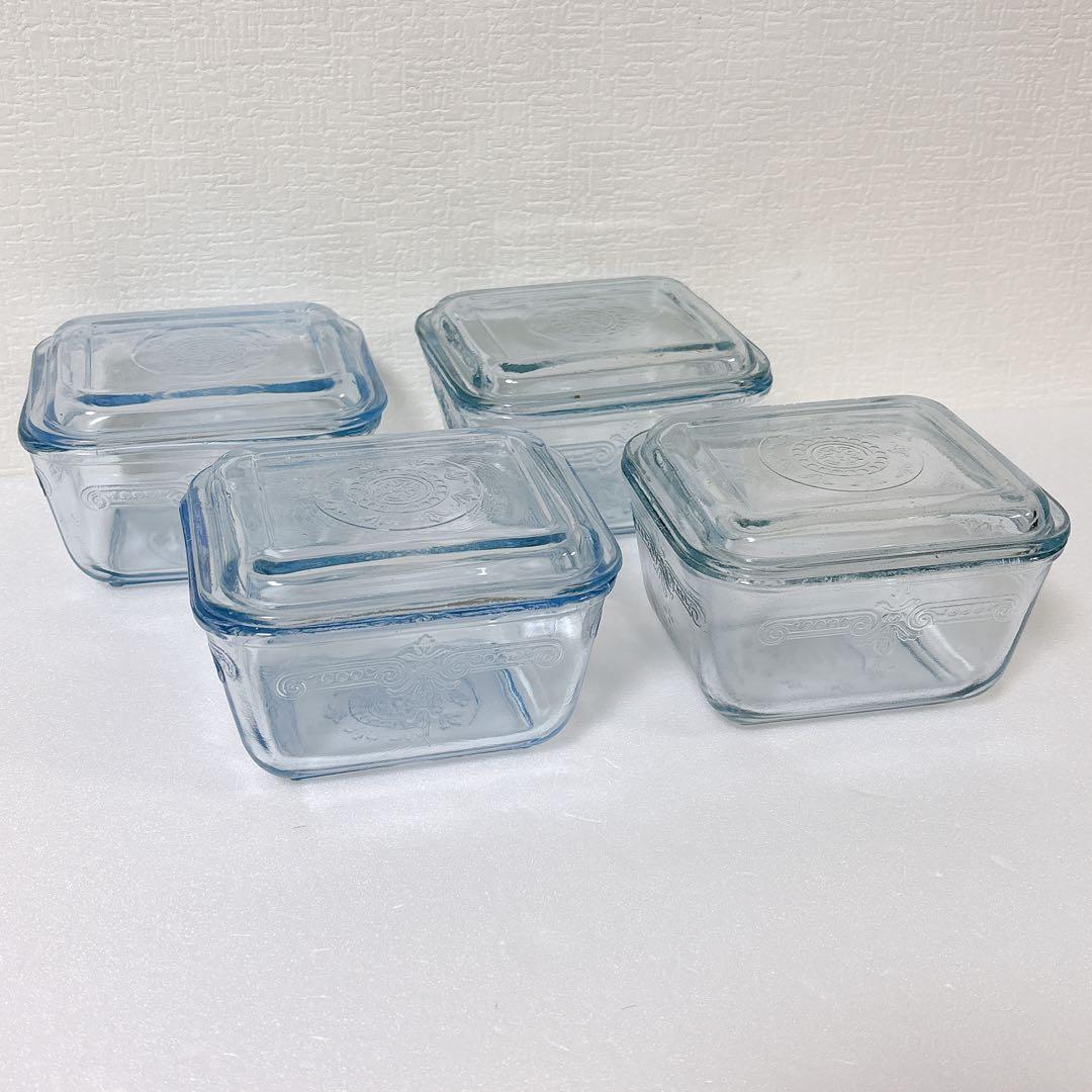 保存容器・ケース 167 Fire King Phelbee Small Ref with Lid ネオキープロック 保存容器正方形<S>4個組 HB-5747