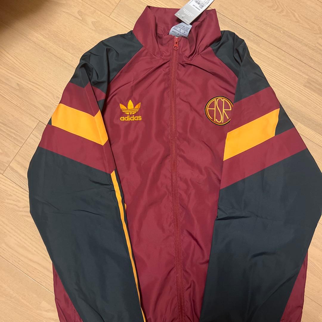 asローマ adidas ナイロンジャケット バーガンディ - メルカリ