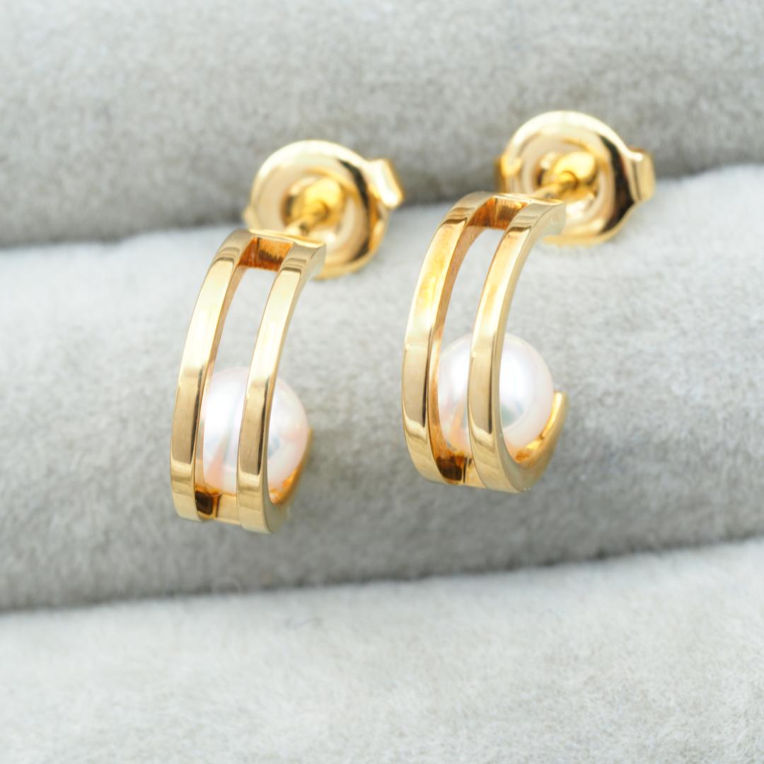 ミキモト ピアス アコヤ真珠 パール 5.0mm フープ K18YG