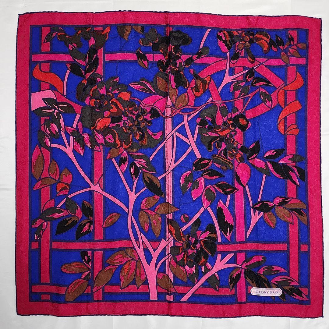 Tiffany ティファニー スカーフ 大判 木 木の実 ピンク ブルー - メルカリ