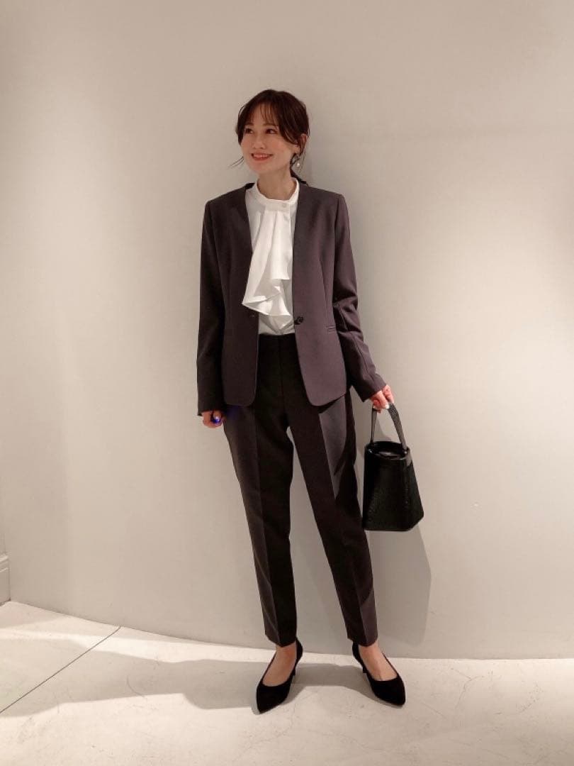 プラステ　セットアップ　スーツ　レディース　ネイビー　ノーカラー 卒業式 楽天市場】PLST プラステ スーツ ネイビー 紺 ノーカラージャケット XS