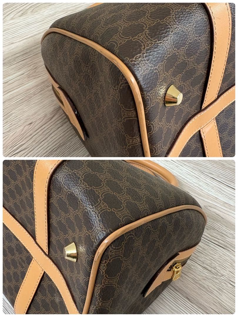 《極美品》セリーヌ マカダムボストン PVCレザー ブラウン ヴィンテージ