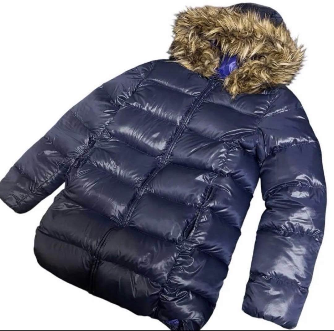 平成 お兄系 ファーダウンジャケット Y2K 光沢 ギャル ブルー - メルカリ