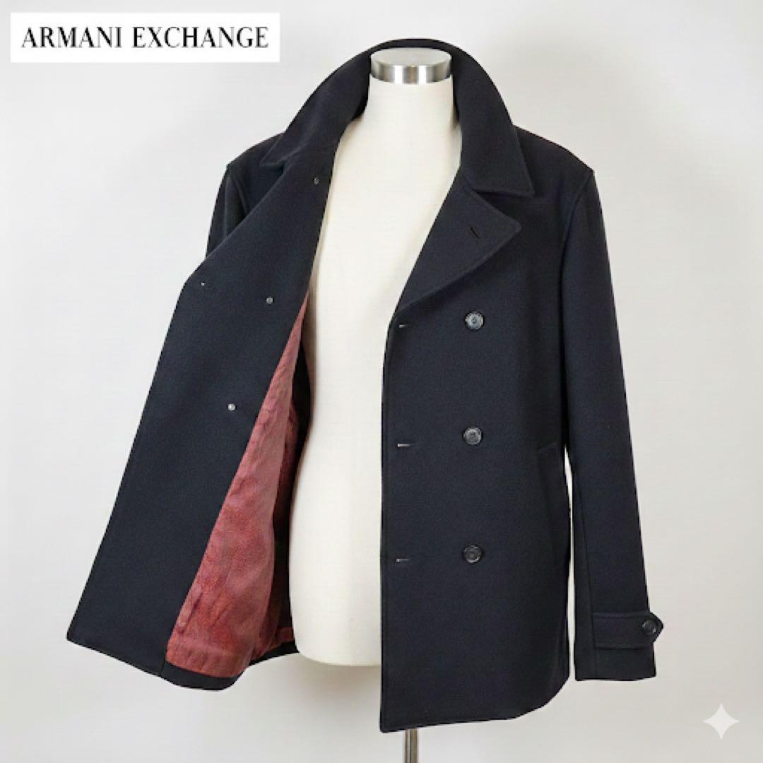 【極美品】アルマーニエクスチェンジ Pコート イタリア製生地 濃紺 L A|X hugall_abo0048535