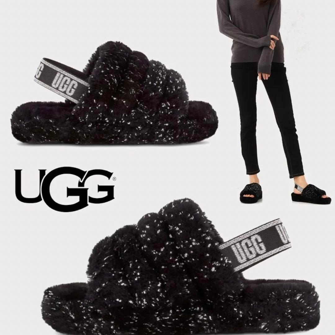 UGG アグ ラメ入り もこもこサンダル ファー - メルカリ
