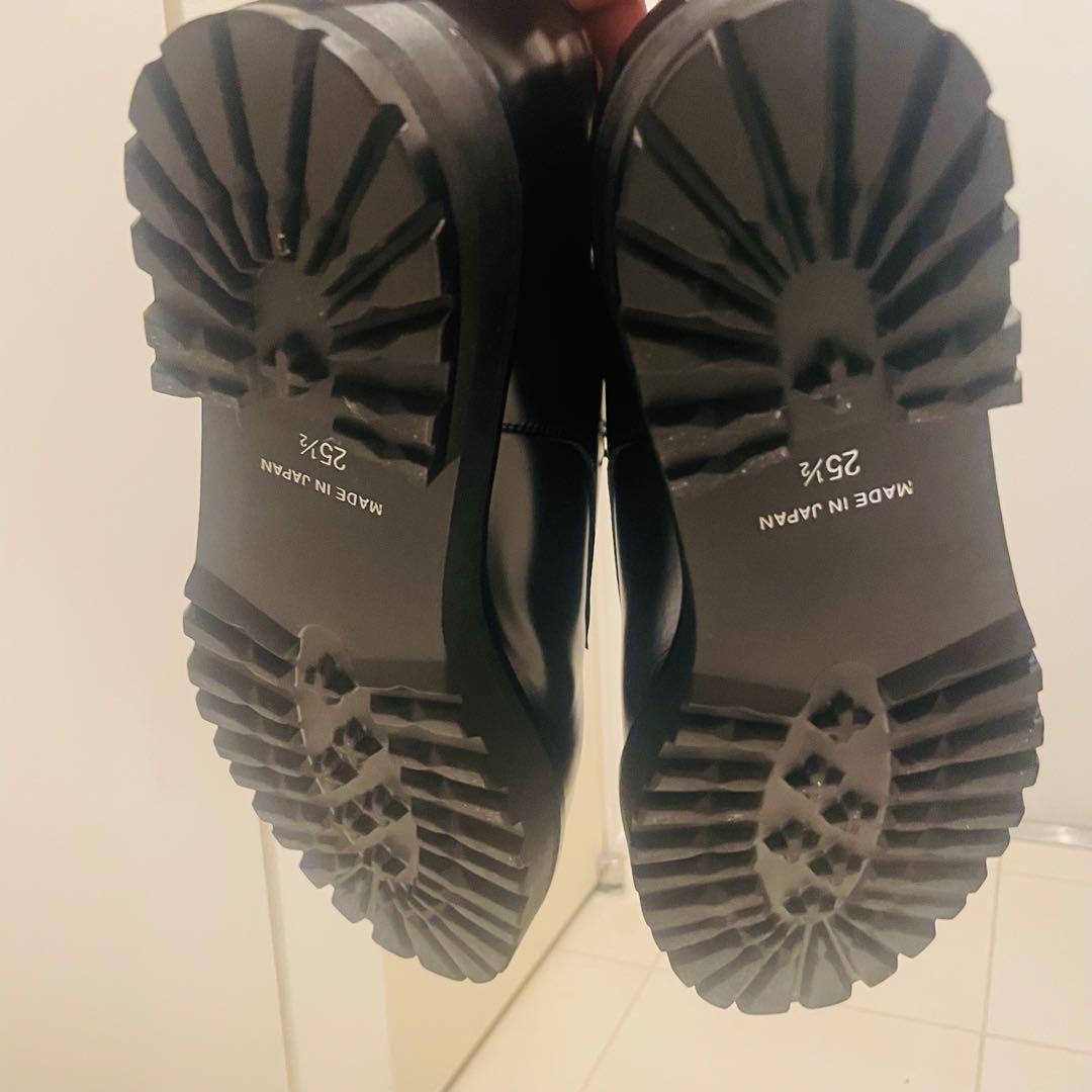 期間値下 6cmUP シークレットシューズ ラウンドトゥ 黒 ADELO 牛革