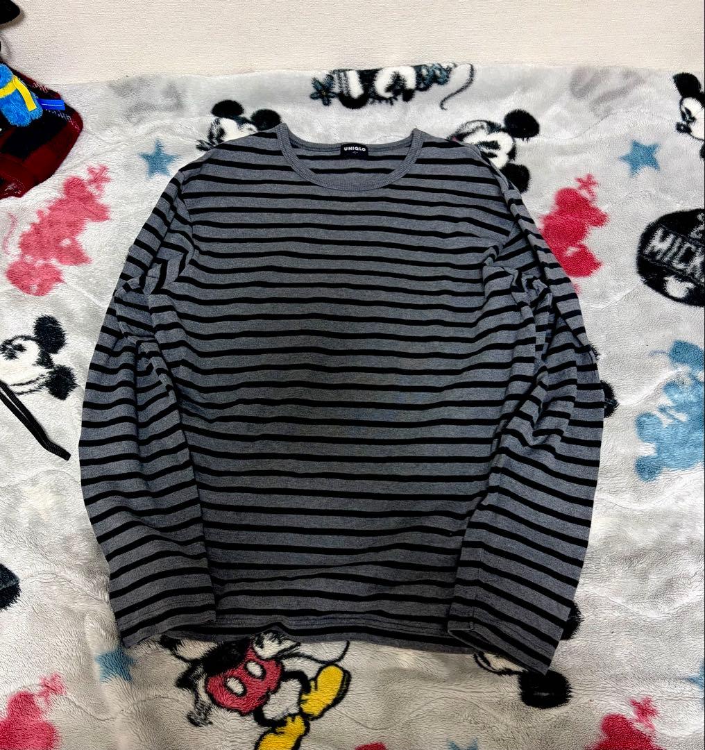 00s old uniqlo ロンT ボーダー黒×グレー y2k archive - メルカリ