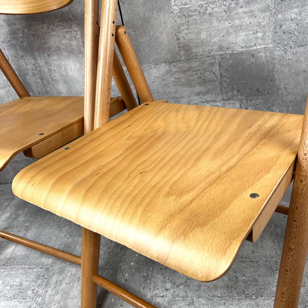 廃盤 無印良品 折りたたみイス 2脚セット 天然木 ブナ材 チェア 良品