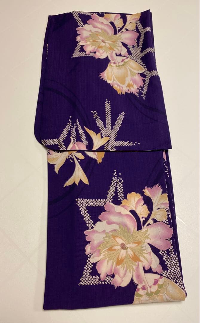 撫松庵　浴衣　セオa 紫　花柄　ゆかた　ポリエステル　お祭り 撫松庵 [洗える浴衣] 菊ペイズリー (紫色/106-337-021-65) ゆかた セオ