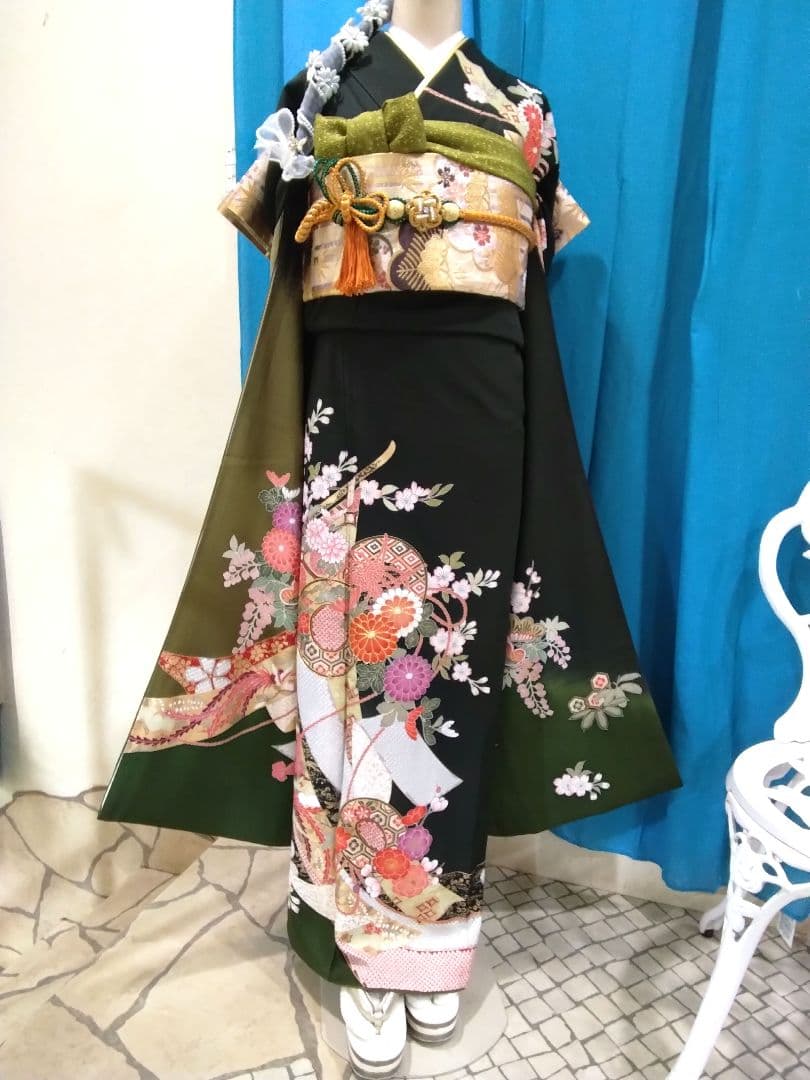 振袖フルセット、正絹トールサイズ、成人式、重ね衿、帯揚げ帯締め