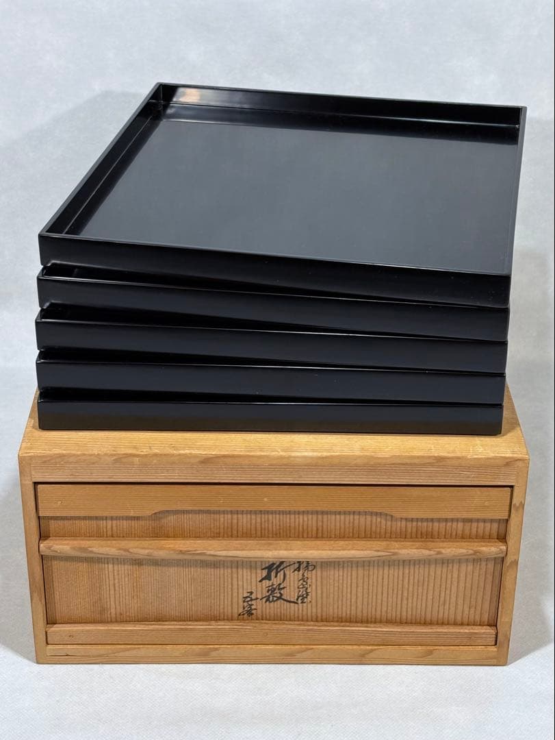 輪島塗　天然木　石昌斎作　折敷五客　美品　共箱　茶道具　懐石道具　送料込 000000008834-01-xl.jpg?t=