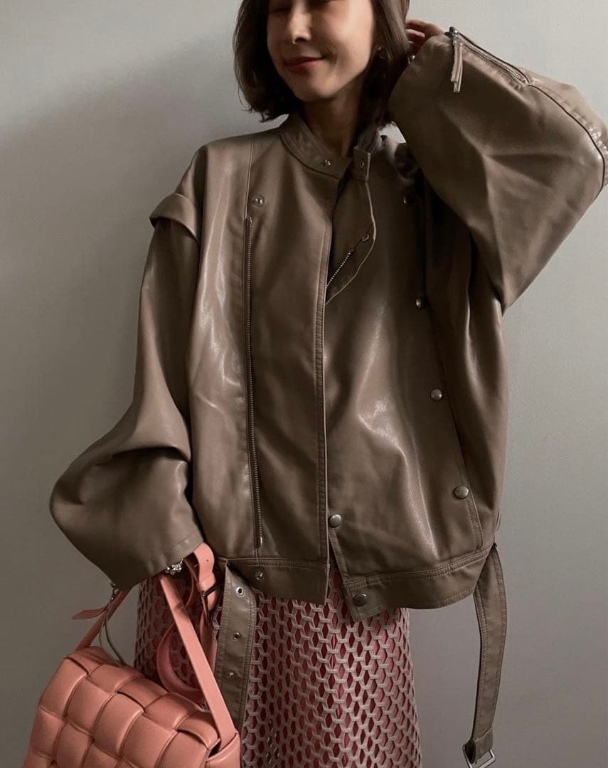 Ameri vintage RETRO FAKE LEATHER JACKET - メルカリ