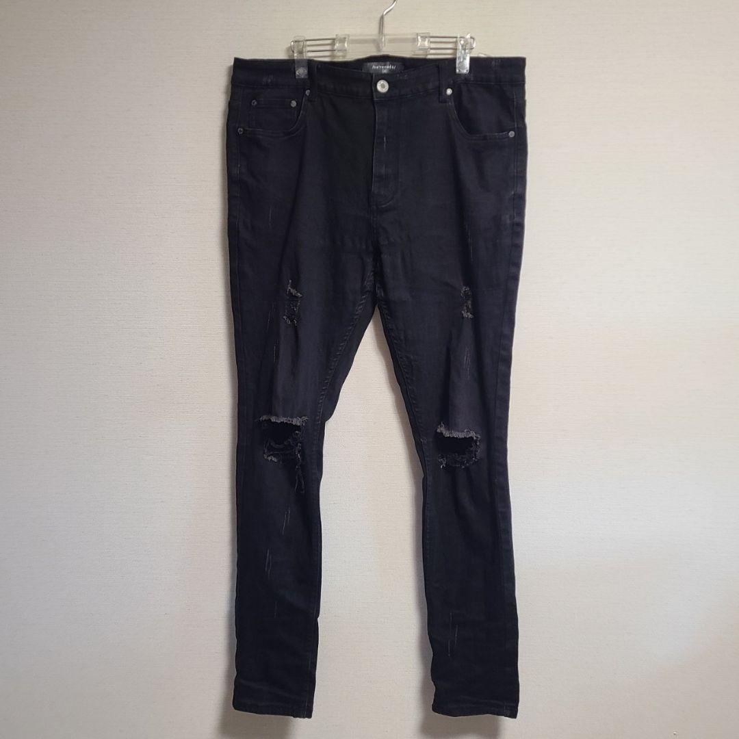 SERENEDE デニム パンツ ジーンズ ストレッチ ダメージ加工 38 黒