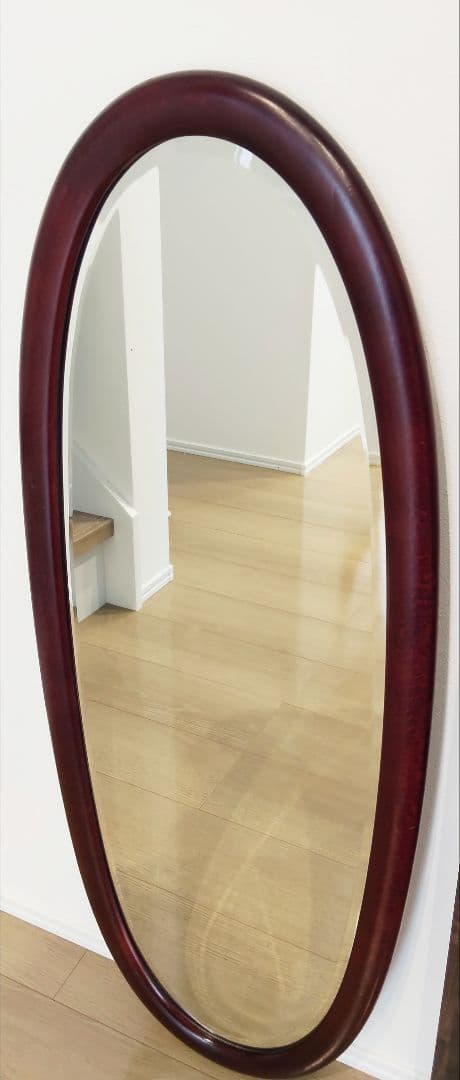 Karimoku カリモク ヴィンテージ 楕円形 ウォールミラー 壁掛け鏡 木枠